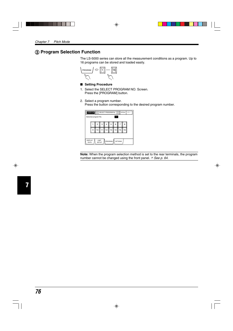 3 program selection function, 33 program selection function | KEYENCE LS-5000 User Manual | Page 82 / 132