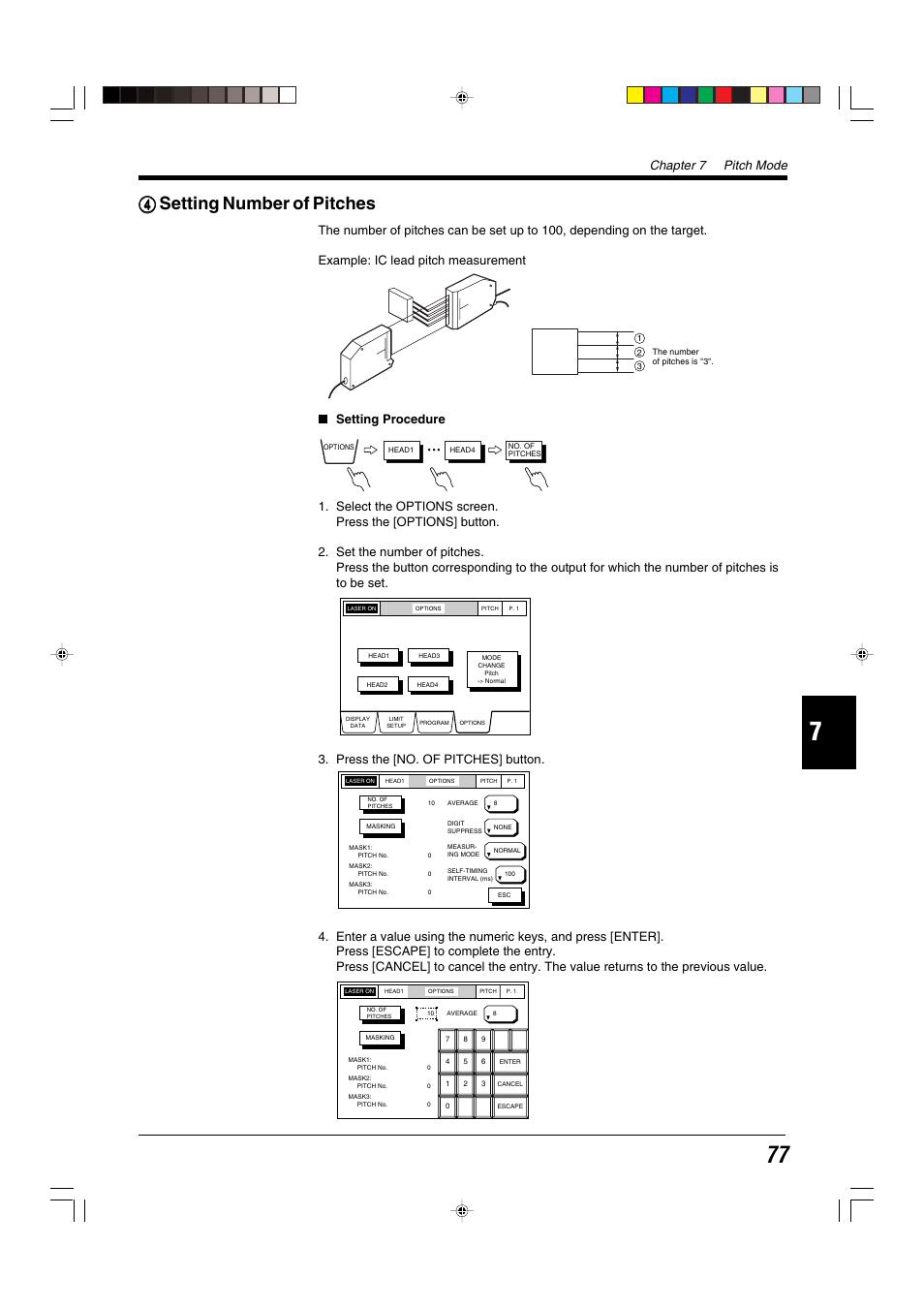 4 setting number of pitches, 44 setting number of pitches, Chapter 7 pitch mode | KEYENCE LS-5000 User Manual | Page 83 / 132