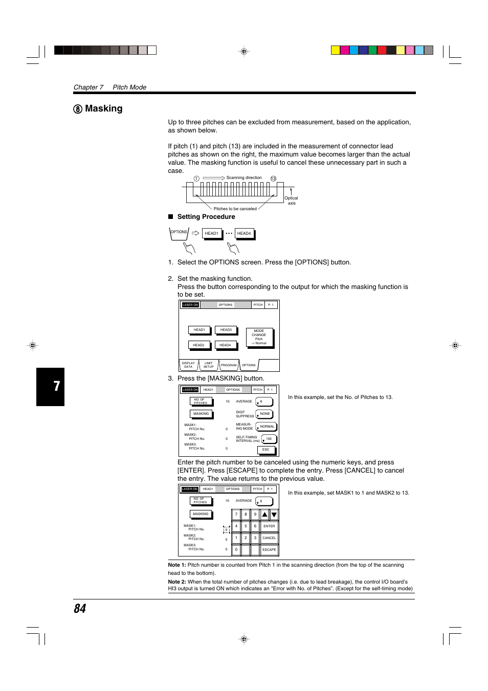 8 masking, 88 masking, Chapter 7 pitch mode | KEYENCE LS-5000 User Manual | Page 90 / 132