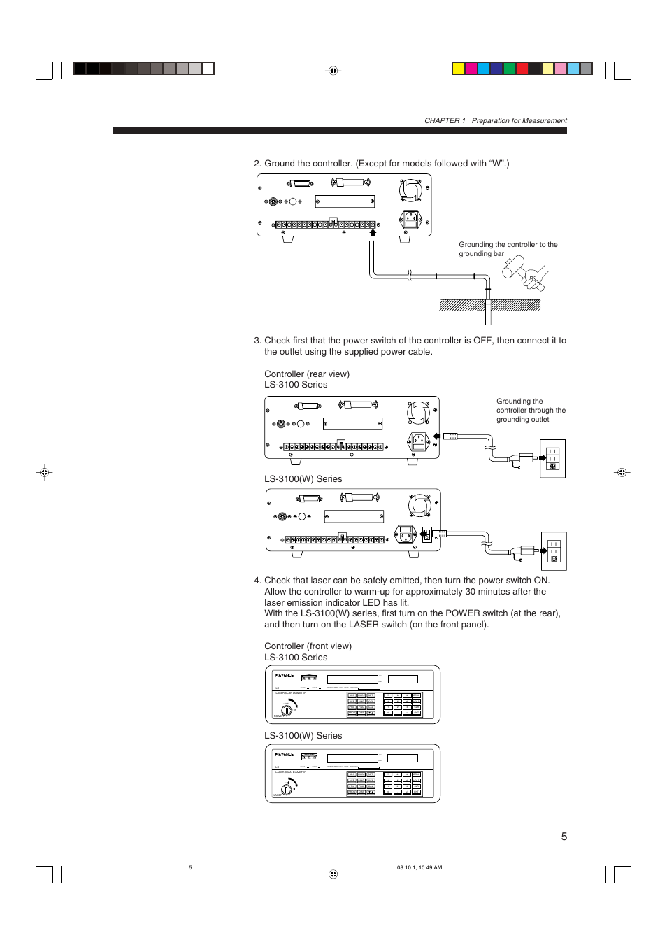 Grounding the controller to the grounding bar | KEYENCE LS-3100/3100W Series User Manual | Page 11 / 104