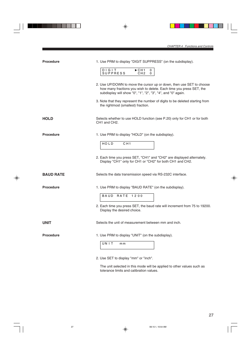 Hold baud rate unit | KEYENCE LS-3100/3100W Series User Manual | Page 33 / 104