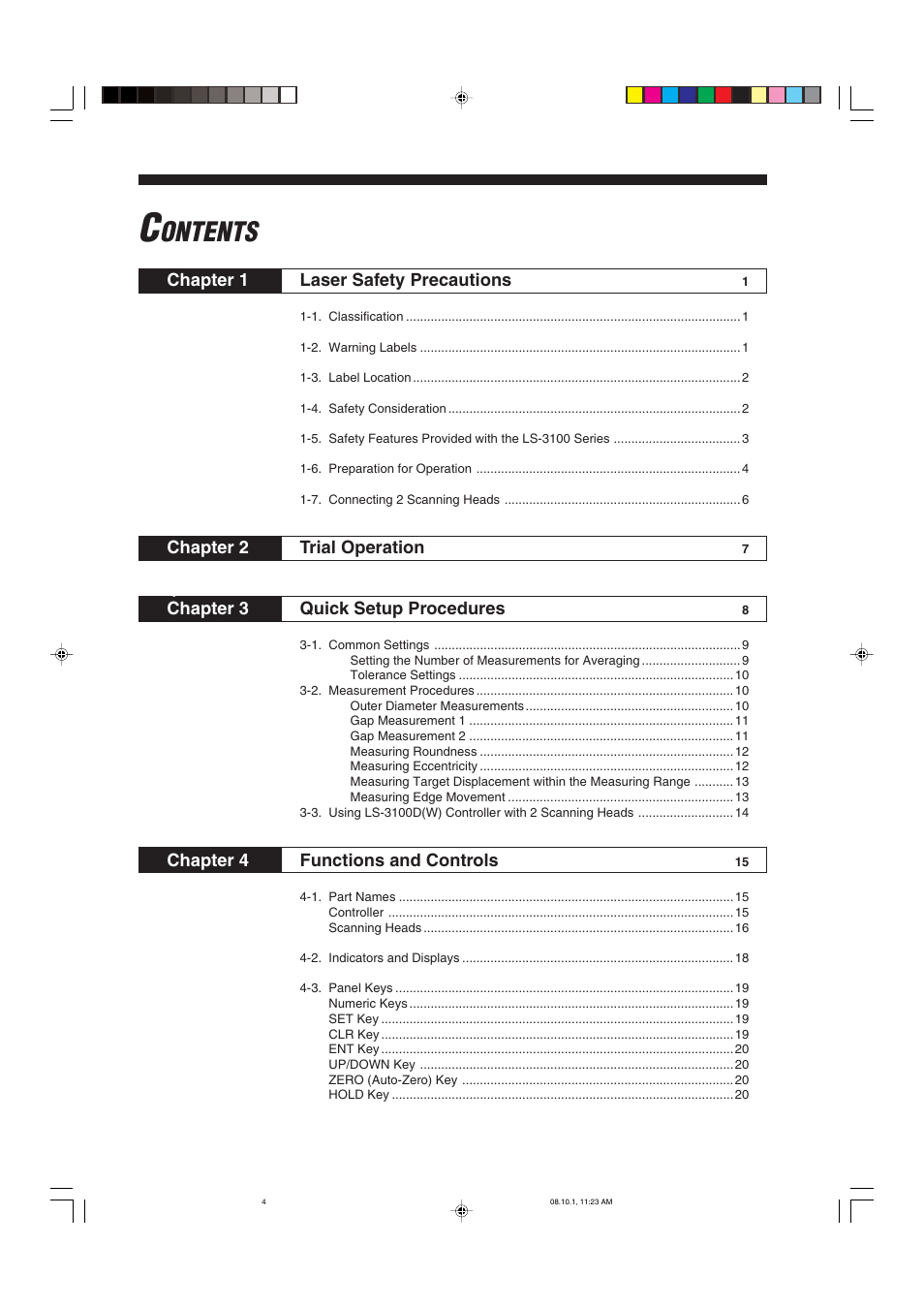 KEYENCE LS-3100/3100W Series User Manual | Page 4 / 104