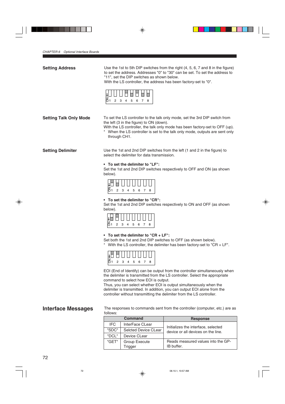 Interface messages | KEYENCE LS-3100/3100W Series User Manual | Page 78 / 104