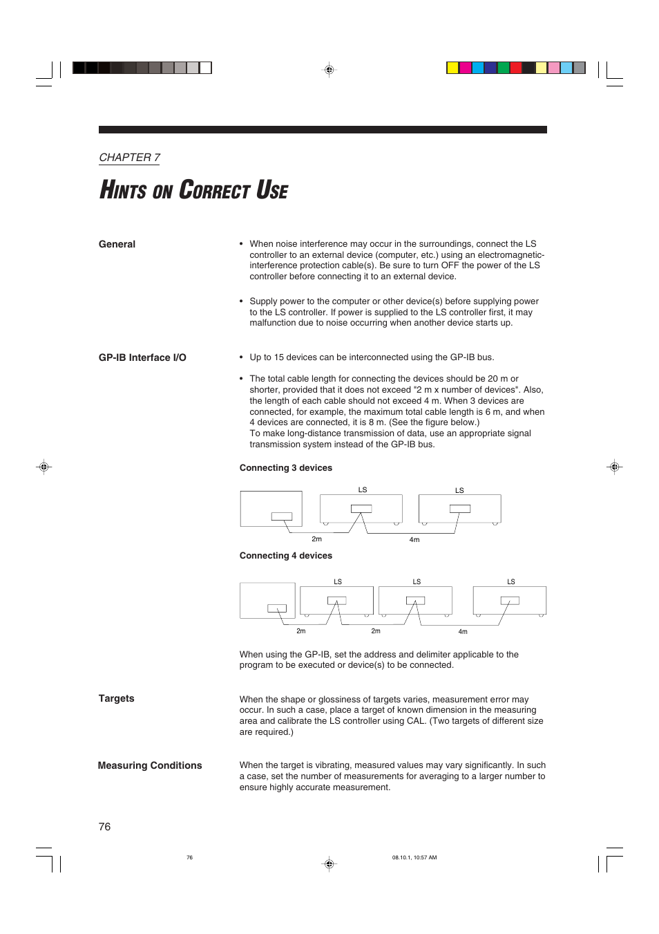 Chapter 7 hints on correct use, Chapter 7, Hints on correct use | Ints, Orrect | KEYENCE LS-3100/3100W Series User Manual | Page 82 / 104