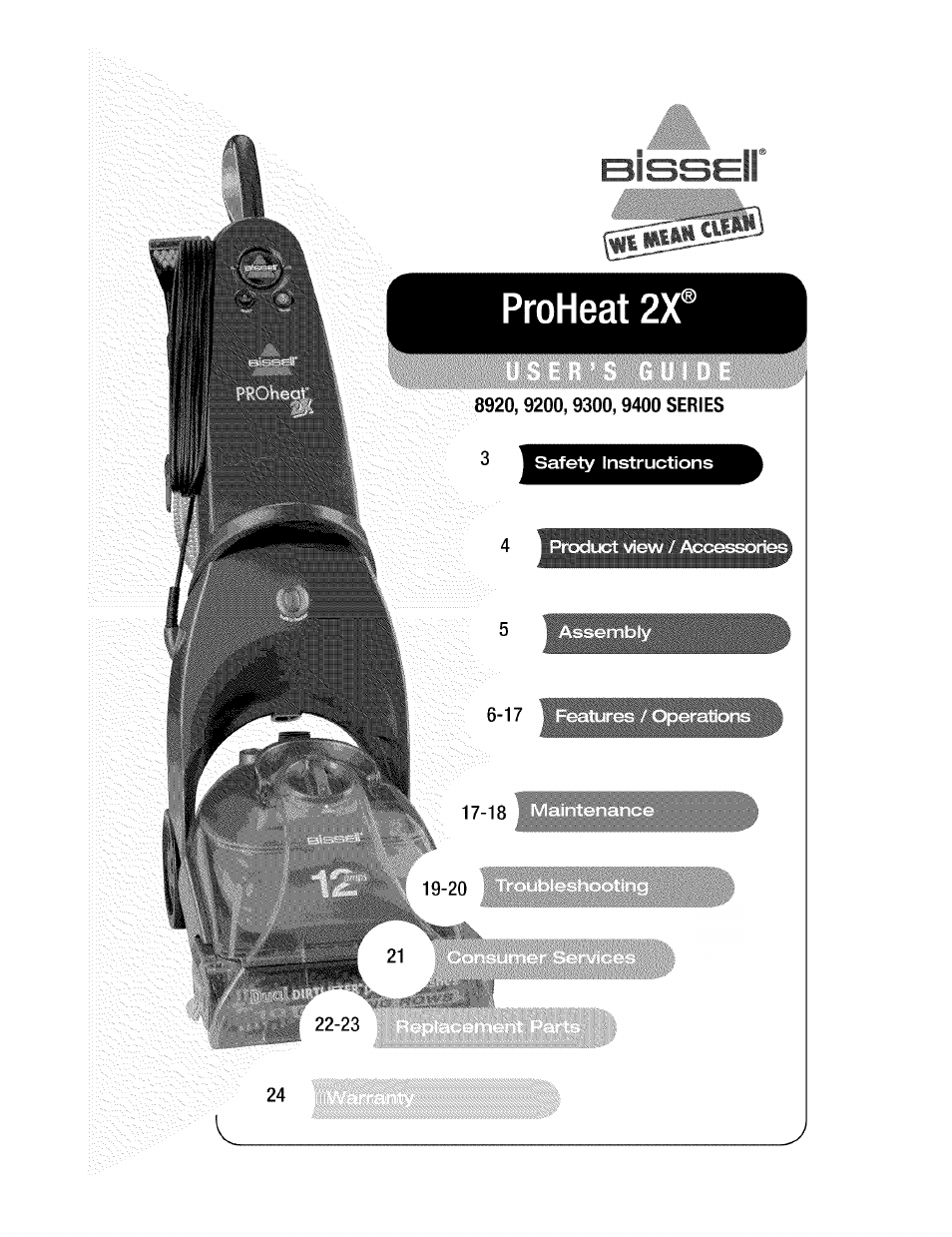 Bissell ProHeat 2X 9200 SERIES User Manual | 24 pages