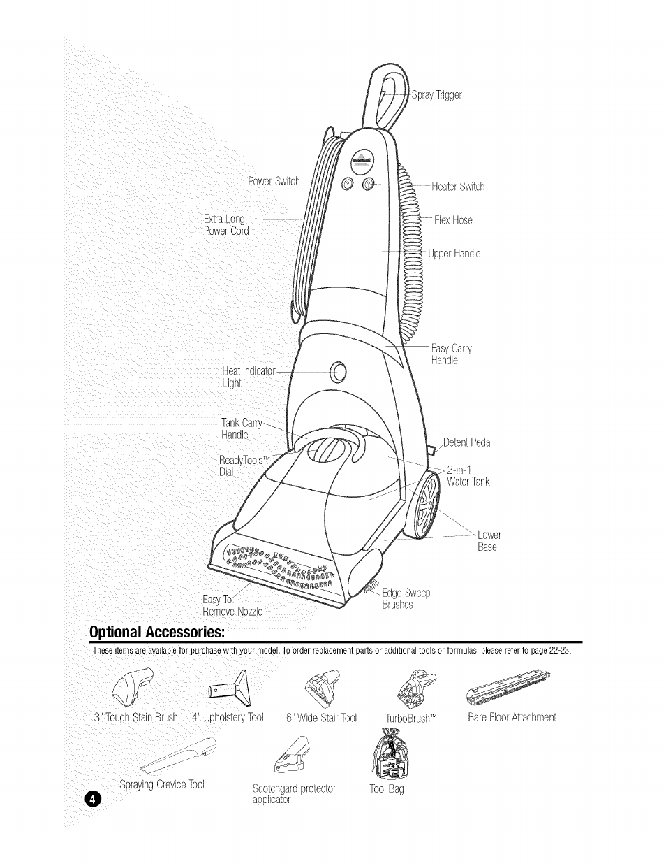 Optional accessories | Bissell ProHeat 2X 9200 SERIES User Manual | Page 4 / 24