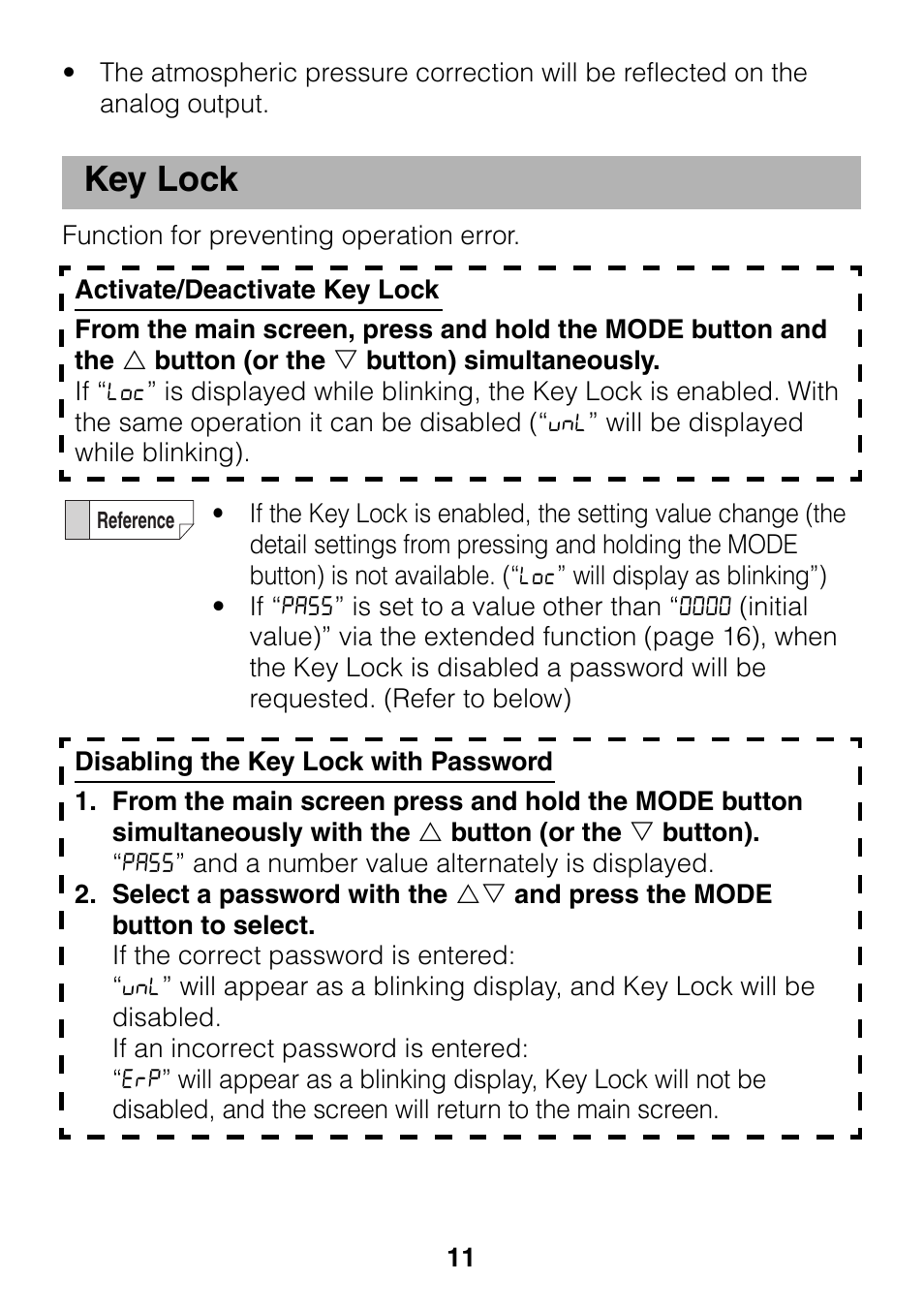 Key lock | KEYENCE GP-M Series User Manual | Page 11 / 28