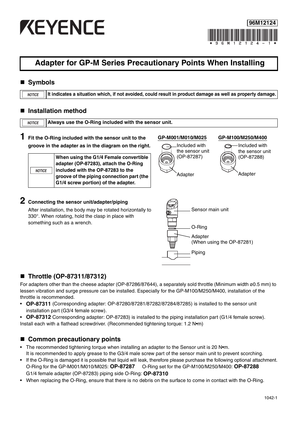 KEYENCE GP-M Series User Manual | 1 page