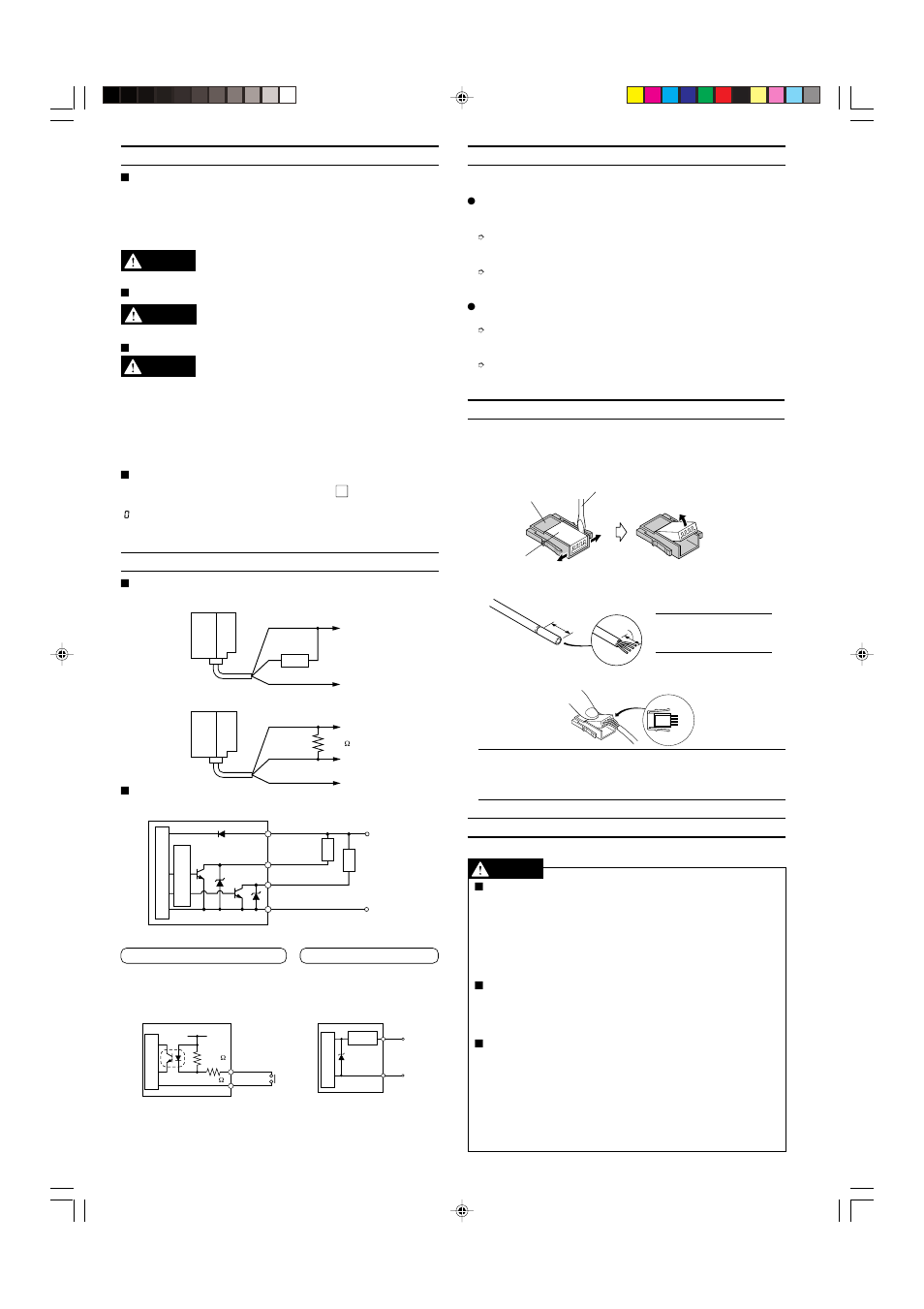 Mounting, Connections and input/output circuit, Basic operation | Attaching a spare connector, Safety precautions | KEYENCE AP-40A Series User Manual | Page 2 / 5