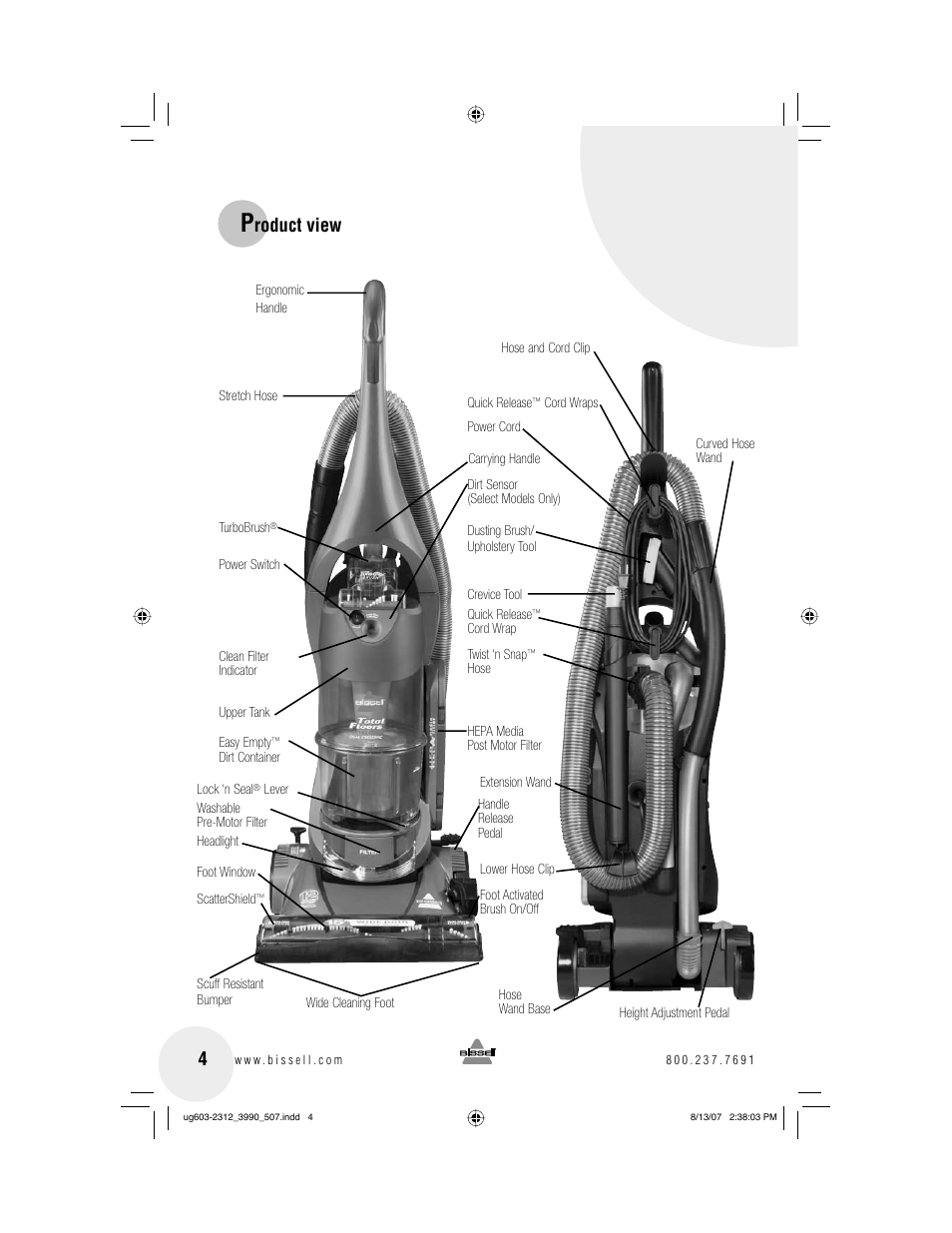 Roduct view | Bissell 3990 User Manual | Page 4 / 20