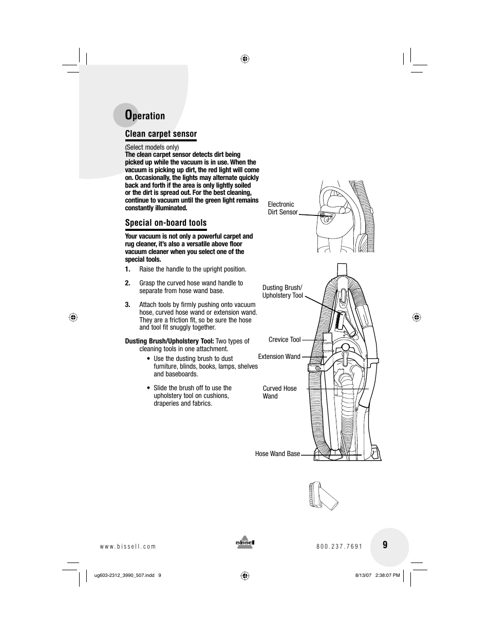 Peration 9 | Bissell 3990 User Manual | Page 9 / 20