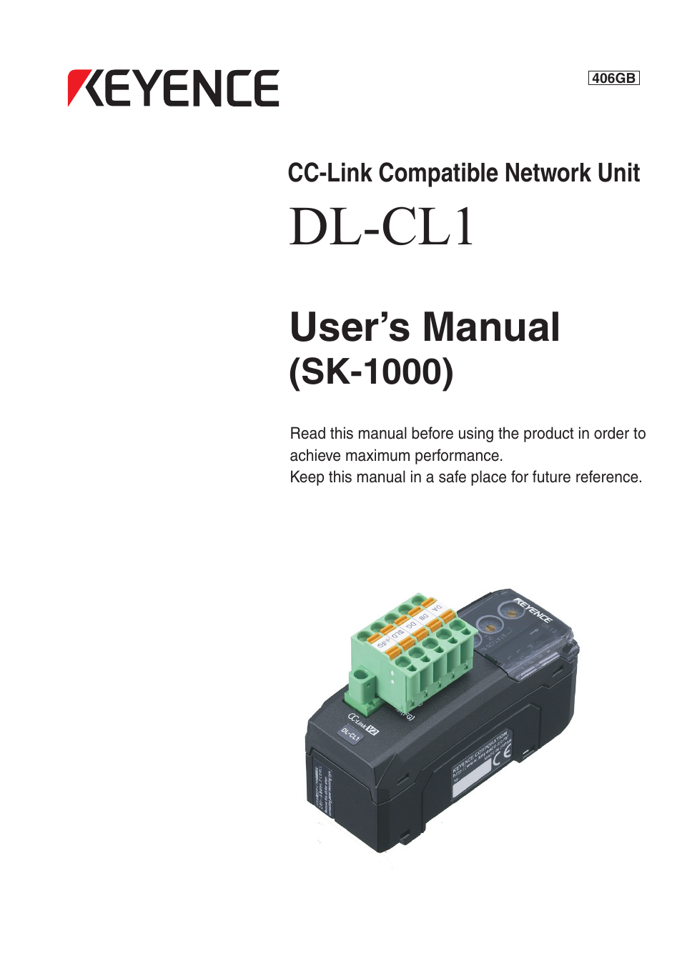 KEYENCE DL-CL1 User Manual | 78 pages