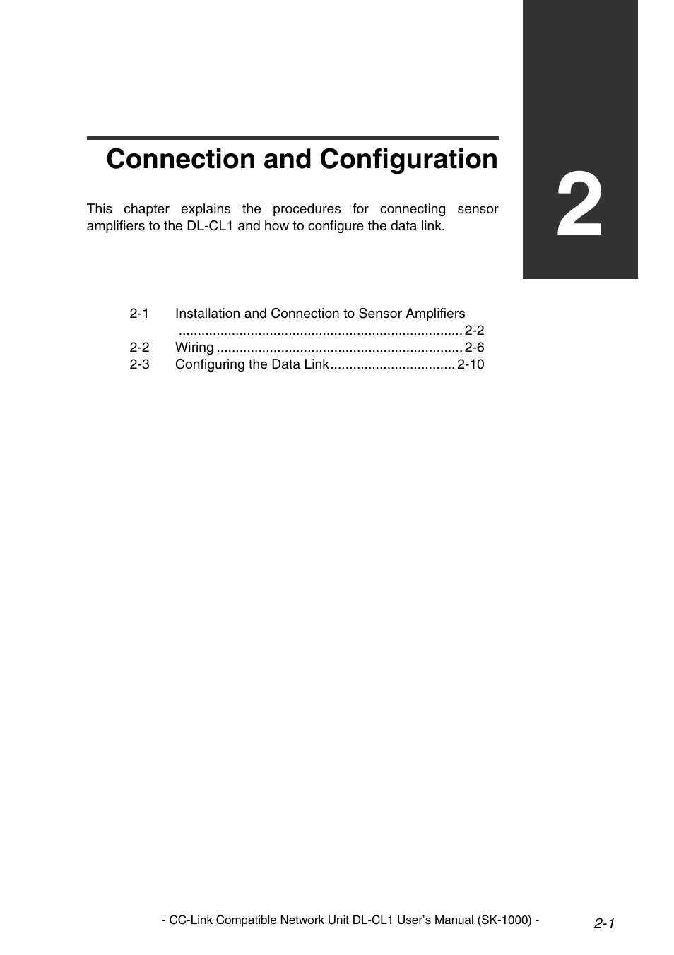 Chapter 2 connection and configuration, Connection and configuration | KEYENCE DL-CL1 User Manual | Page 17 / 78