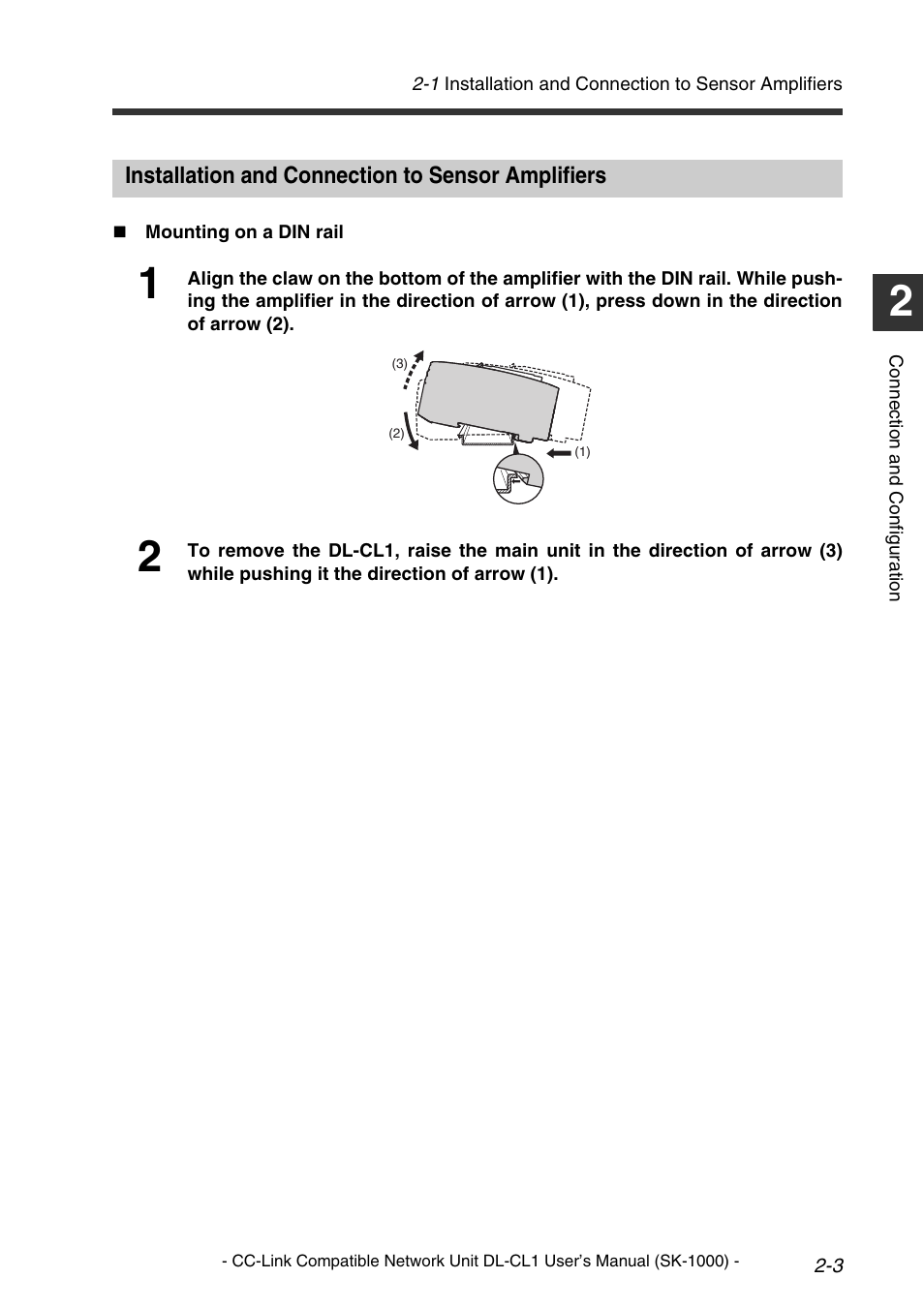 Installation and connection to sensor amplifiers | KEYENCE DL-CL1 User Manual | Page 19 / 78
