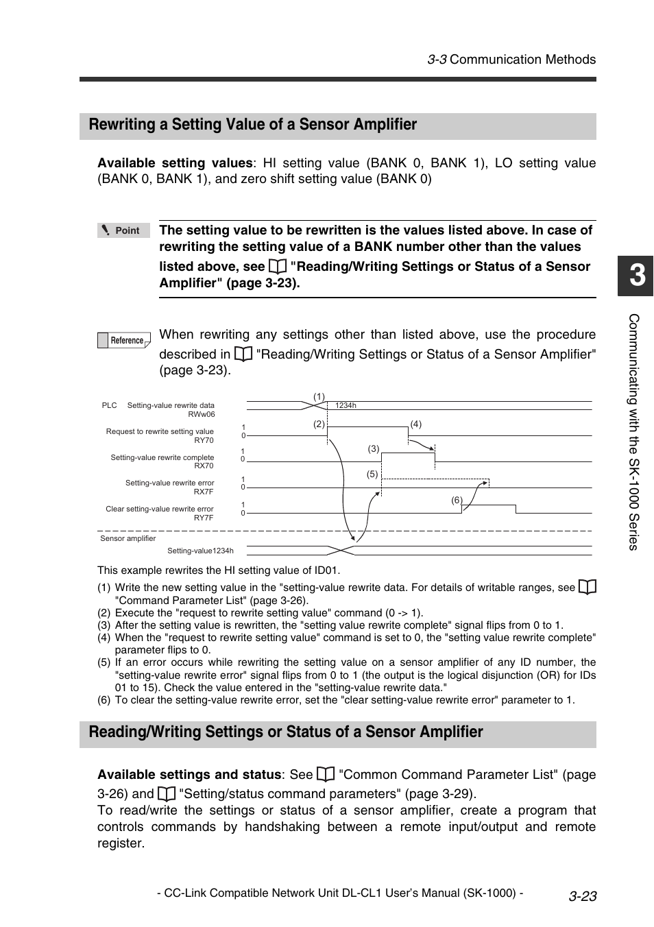 Rewriting a setting value of a sensor amplifier | KEYENCE DL-CL1 User Manual | Page 51 / 78