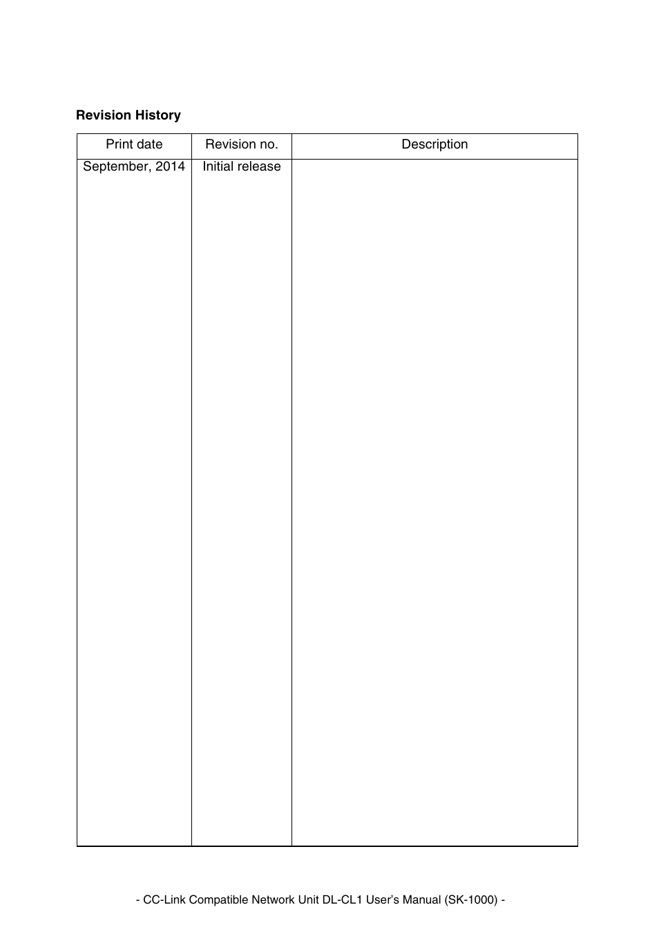 Revision history | KEYENCE DL-CL1 User Manual | Page 76 / 78