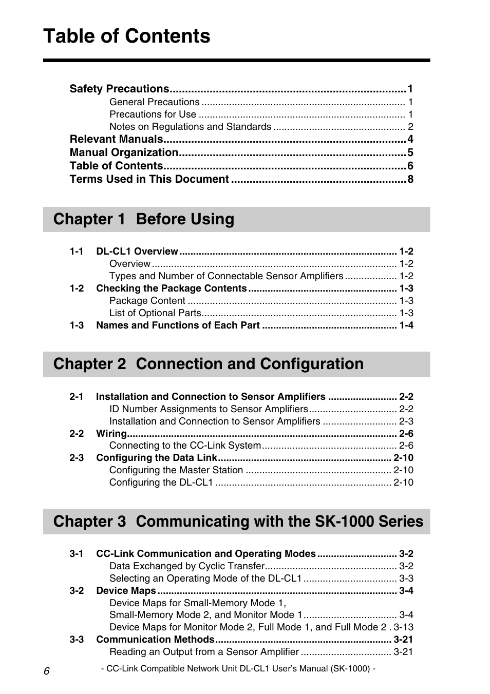 KEYENCE DL-CL1 User Manual | Page 8 / 78