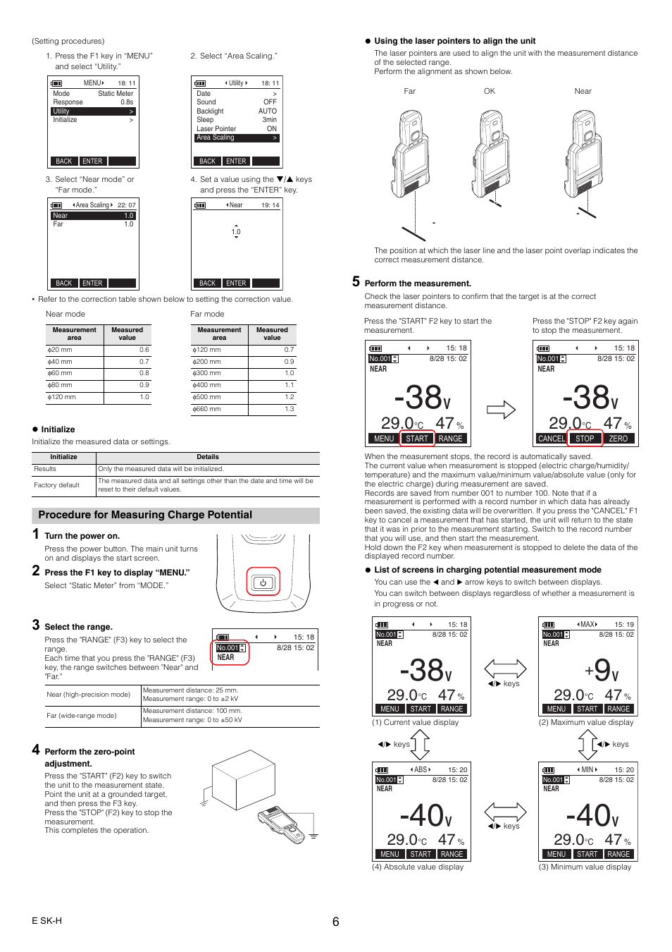 Procedure for measuring charge potential | KEYENCE SK-H Series User Manual | Page 6 / 12