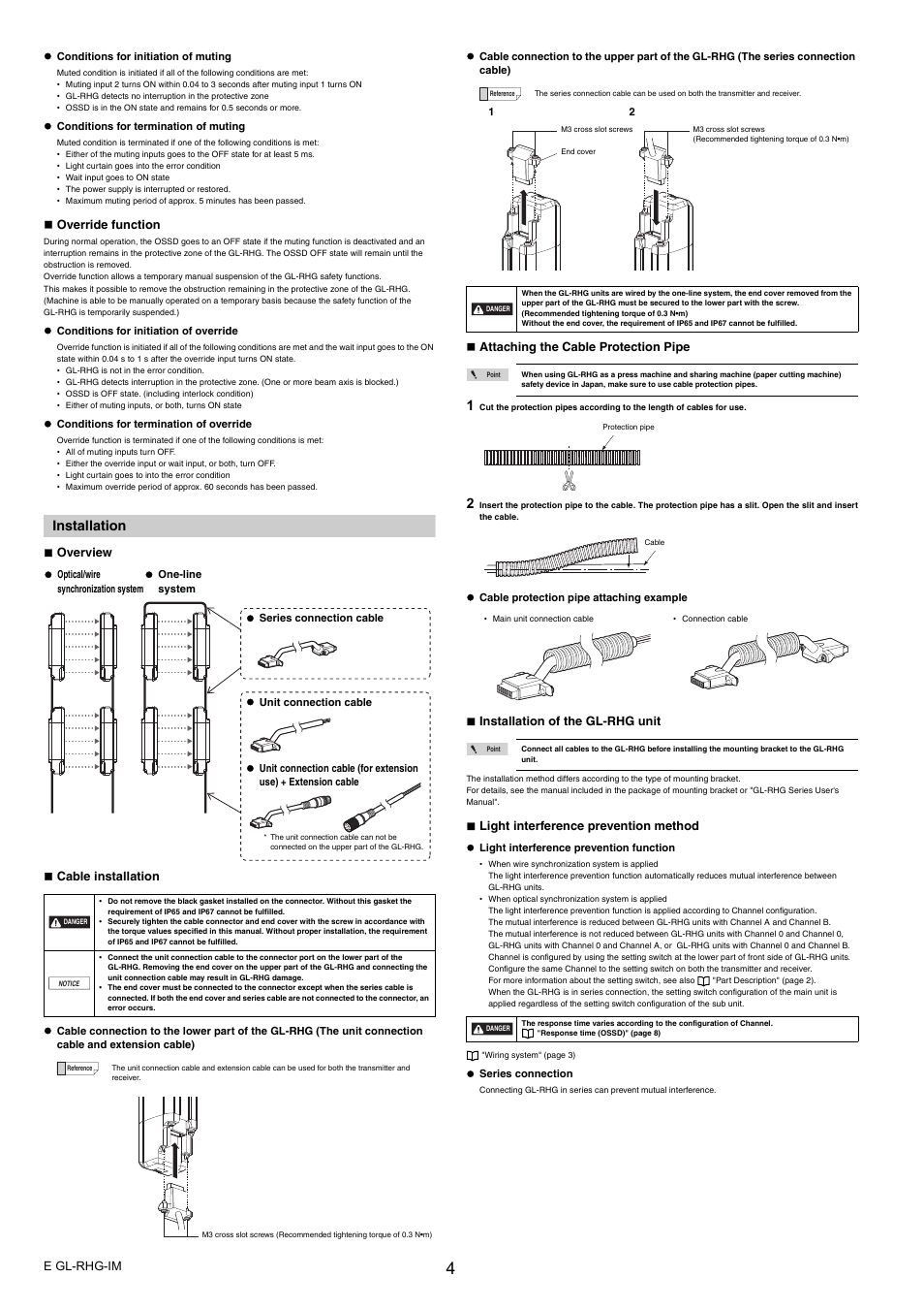 Installation, Light | KEYENCE GL-RHG Series User Manual | Page 4 / 12