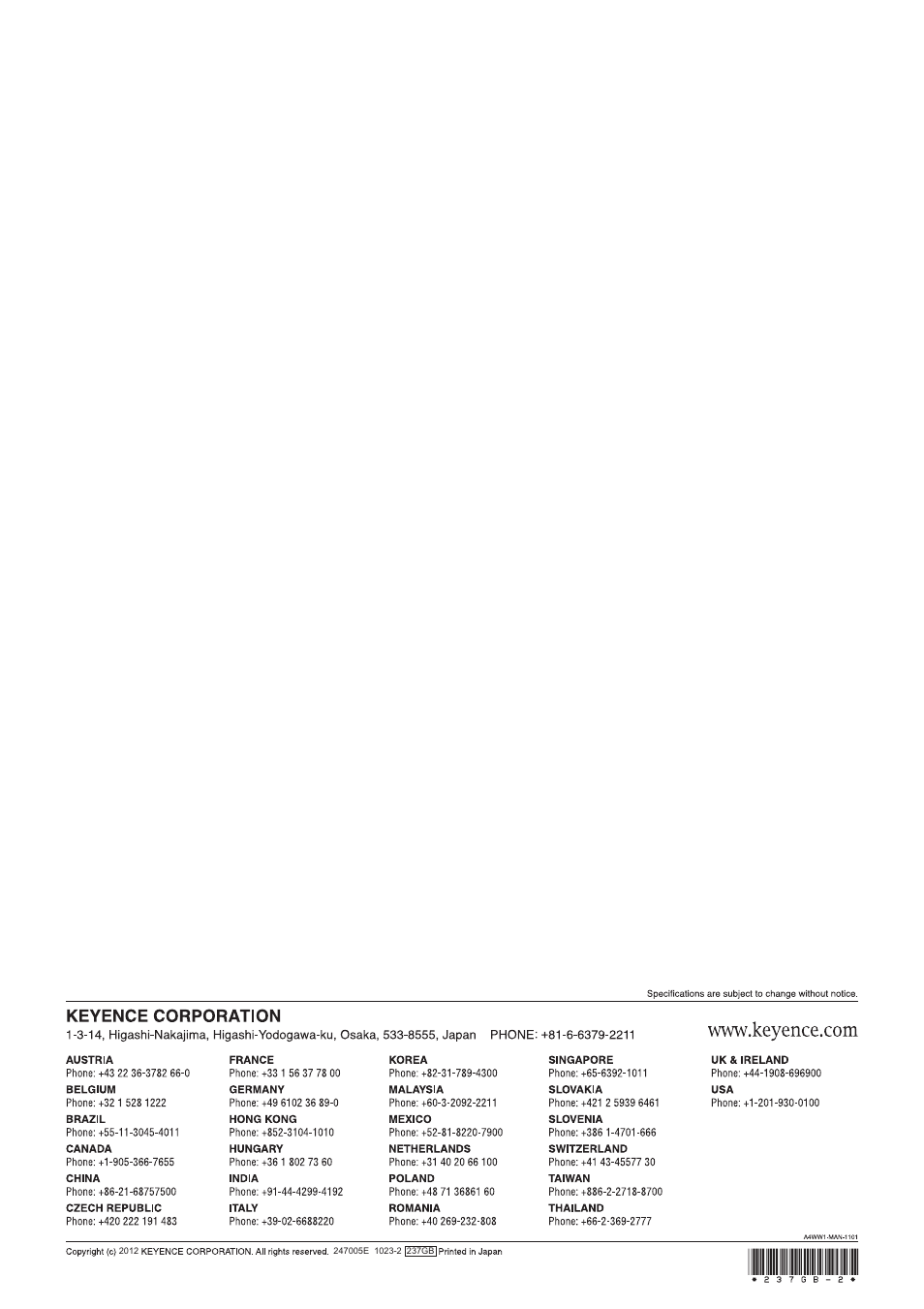 KEYENCE GL-RHG Series User Manual | Page 136 / 136