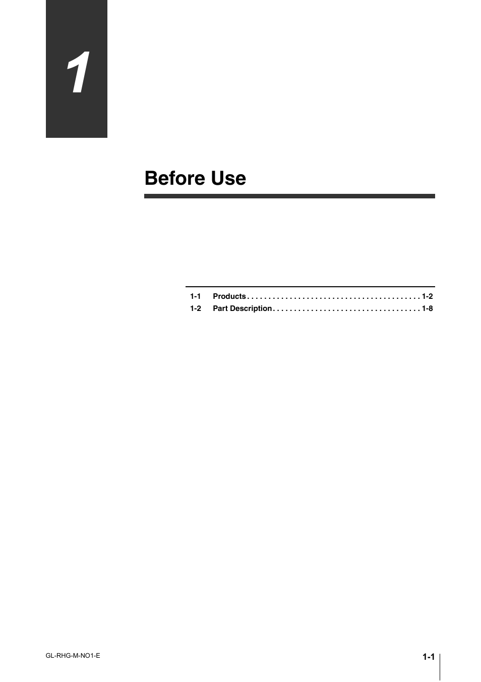 Chapter 1 before use, Chapter 1, Before use | KEYENCE GL-RHG Series User Manual | Page 15 / 136