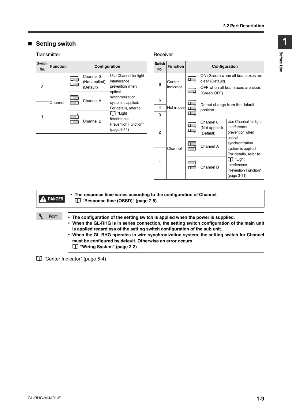 Setting switch | KEYENCE GL-RHG Series User Manual | Page 23 / 136