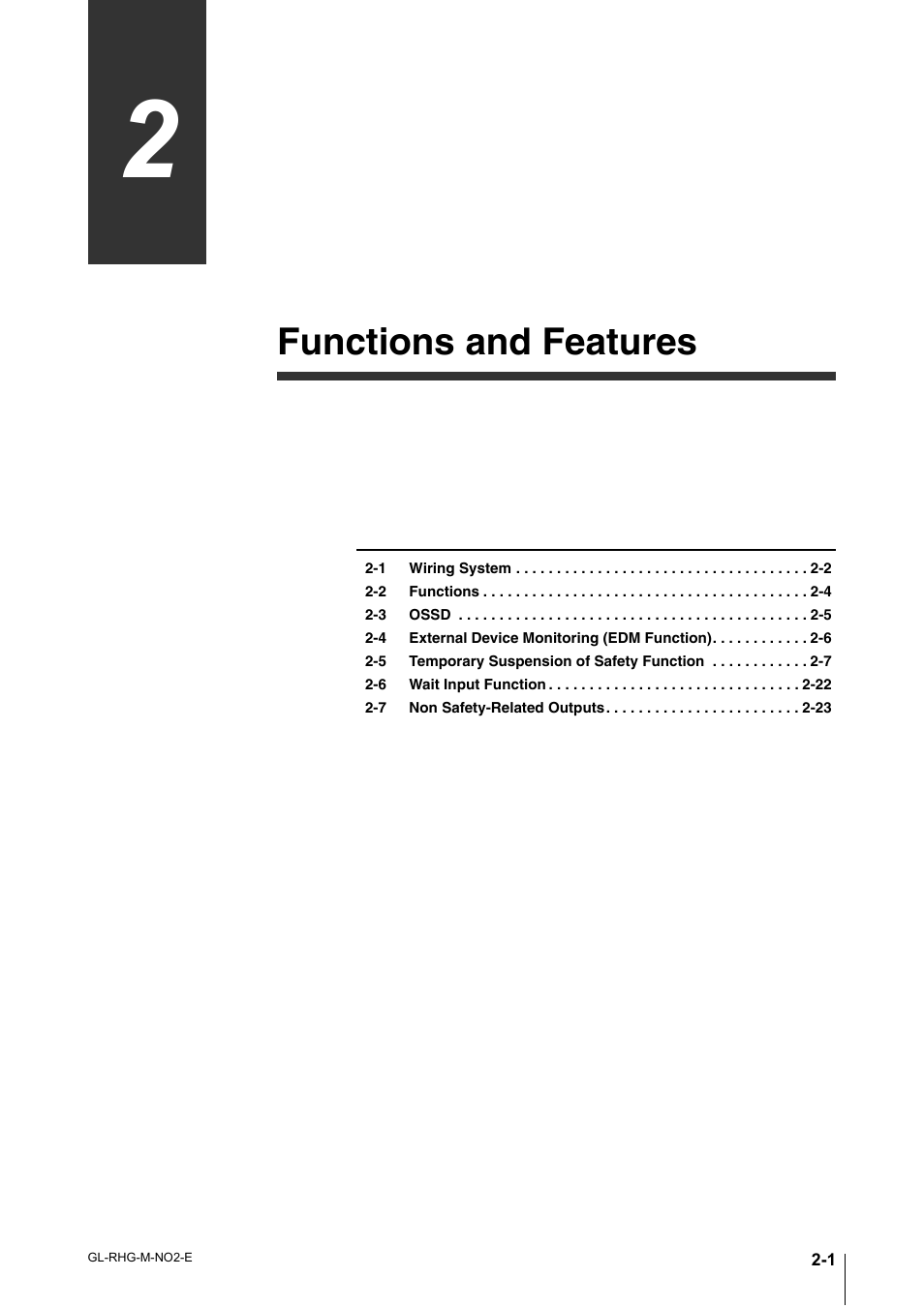 Chapter 2 functions and features, Chapter 2, Functions and features | KEYENCE GL-RHG Series User Manual | Page 25 / 136