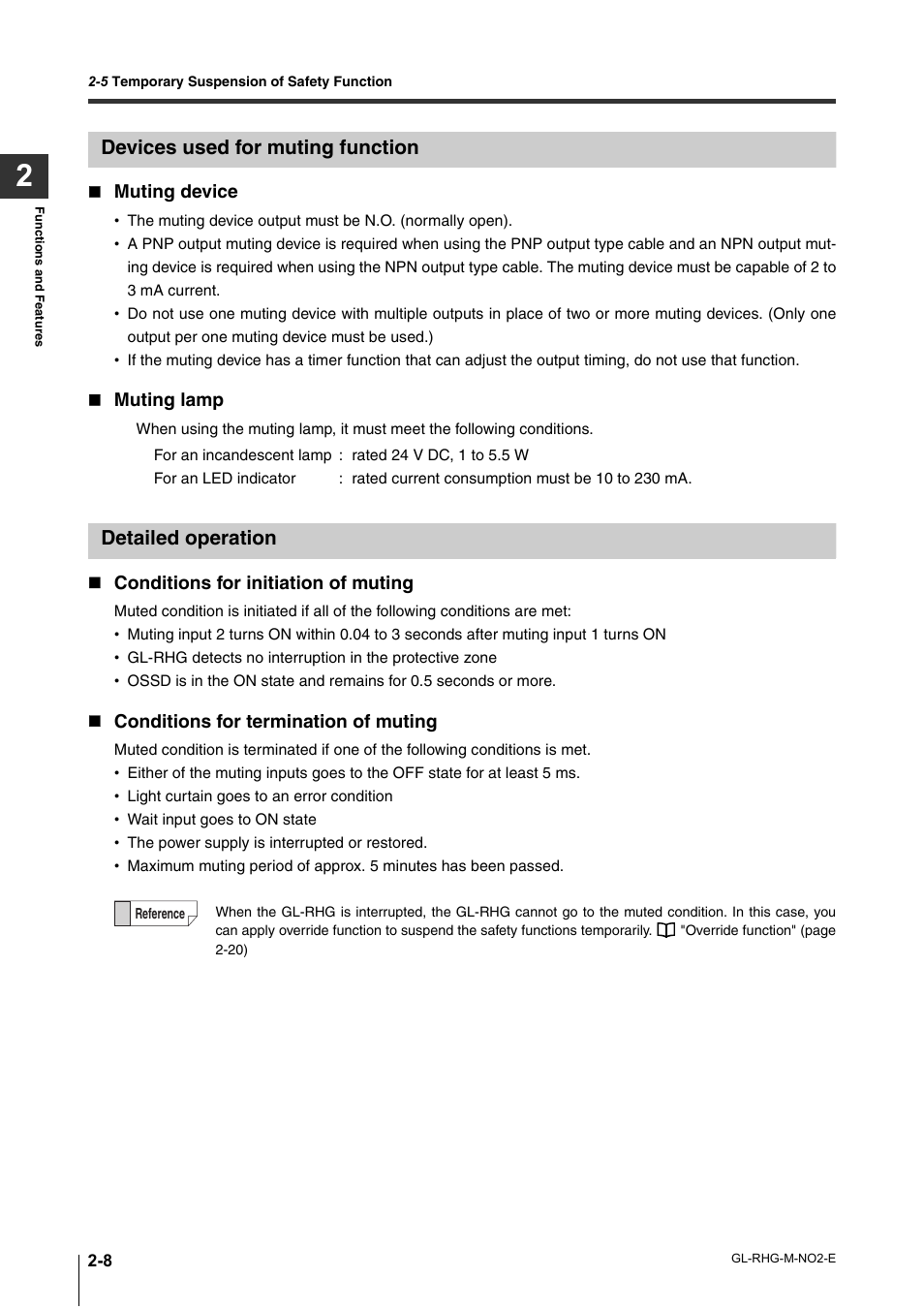 Devices used for muting function, Detailed operation | KEYENCE GL-RHG Series User Manual | Page 32 / 136