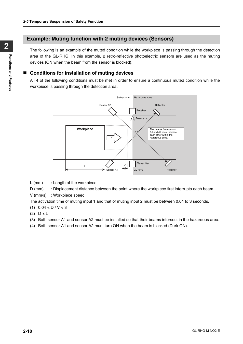 Conditions for installation of muting devices | KEYENCE GL-RHG Series User Manual | Page 34 / 136