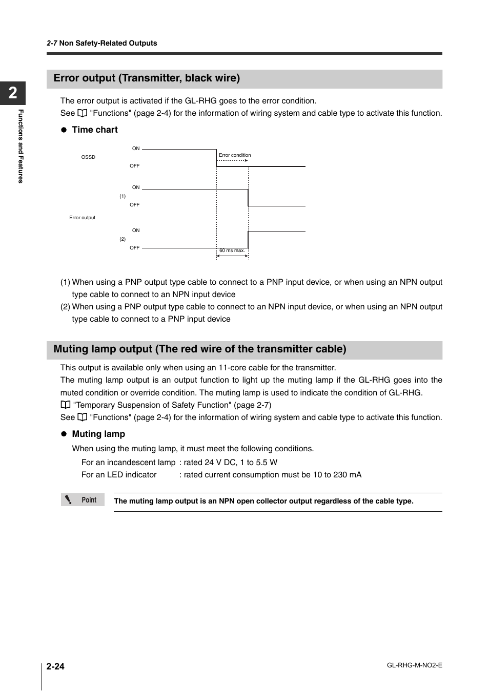 Error output (transmitter, black wire) | KEYENCE GL-RHG Series User Manual | Page 48 / 136