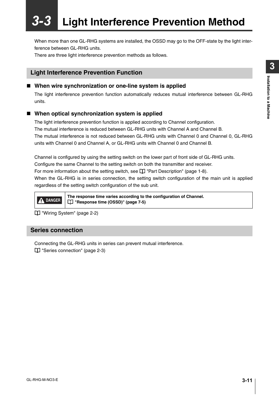 3 light interference prevention method, Light interference prevention function, Series connection | Light interference prevention method -11, Light, Light interference, Light interference prevention method | KEYENCE GL-RHG Series User Manual | Page 59 / 136