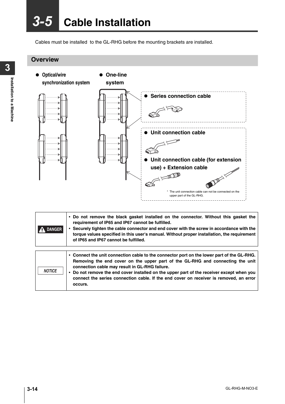 5 cable installation, Overview, Cable installation -14 | Overview -14, Cable installation | KEYENCE GL-RHG Series User Manual | Page 62 / 136