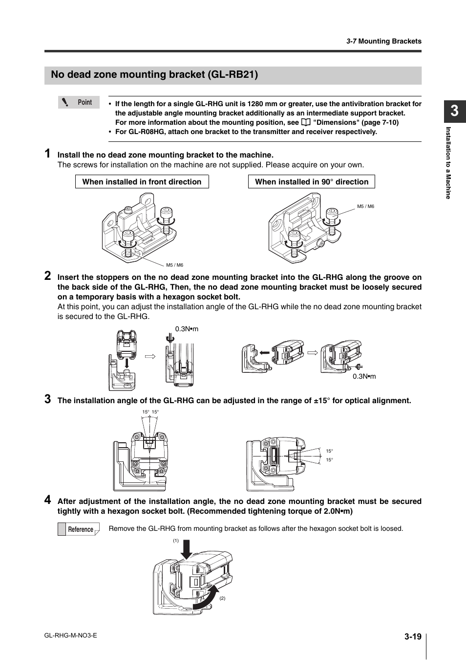 No dead zone mounting bracket (gl-rb21), No dead zone mounting bracket (gl-rb21) -19 | KEYENCE GL-RHG Series User Manual | Page 67 / 136