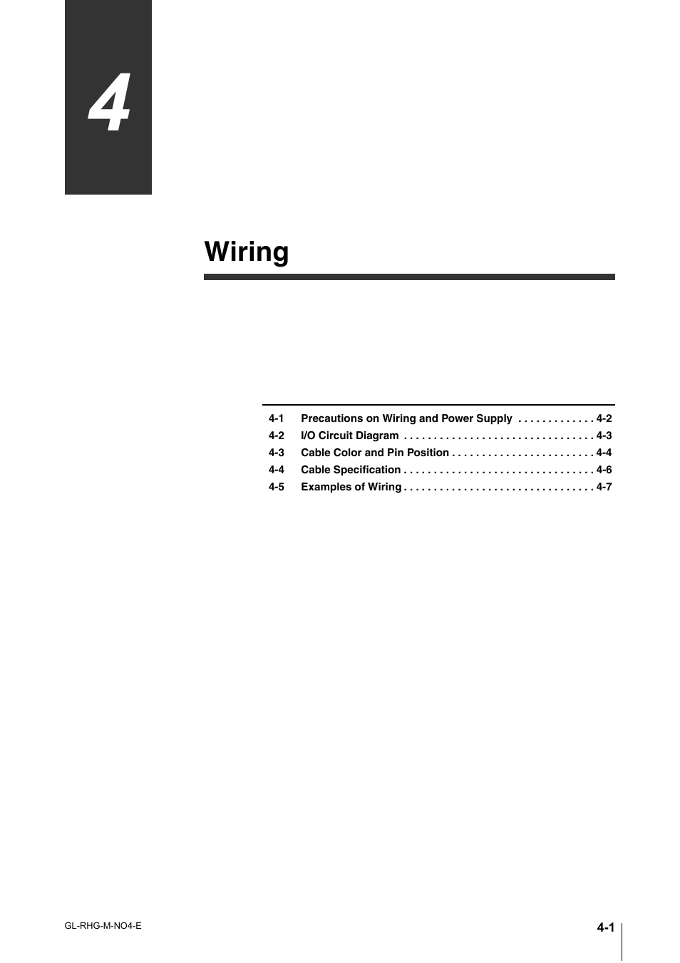 Chapter 4 wiring, Chapter 4, Wiring | KEYENCE GL-RHG Series User Manual | Page 71 / 136