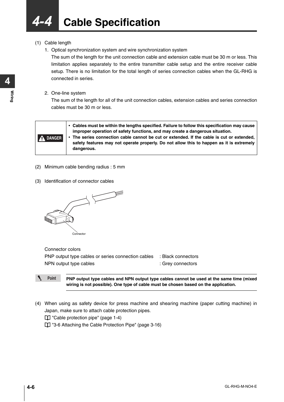 4 cable specification, Cable specification -6, Cable specification | KEYENCE GL-RHG Series User Manual | Page 76 / 136