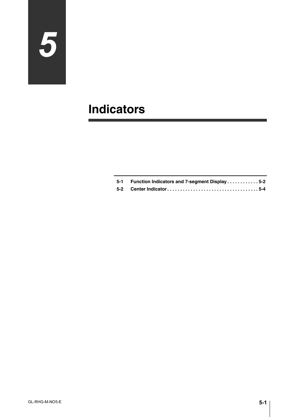 Chapter 5 indicators, Chapter 5, Indicators | KEYENCE GL-RHG Series User Manual | Page 85 / 136