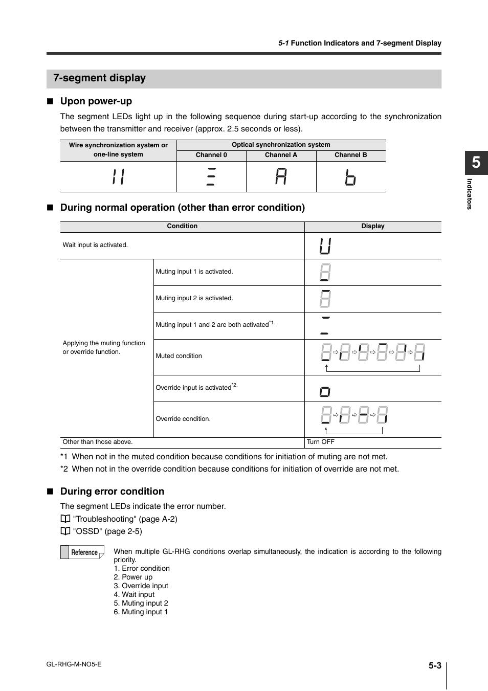 Segment display, Segment display -3, Upon power-up | During error condition | KEYENCE GL-RHG Series User Manual | Page 87 / 136