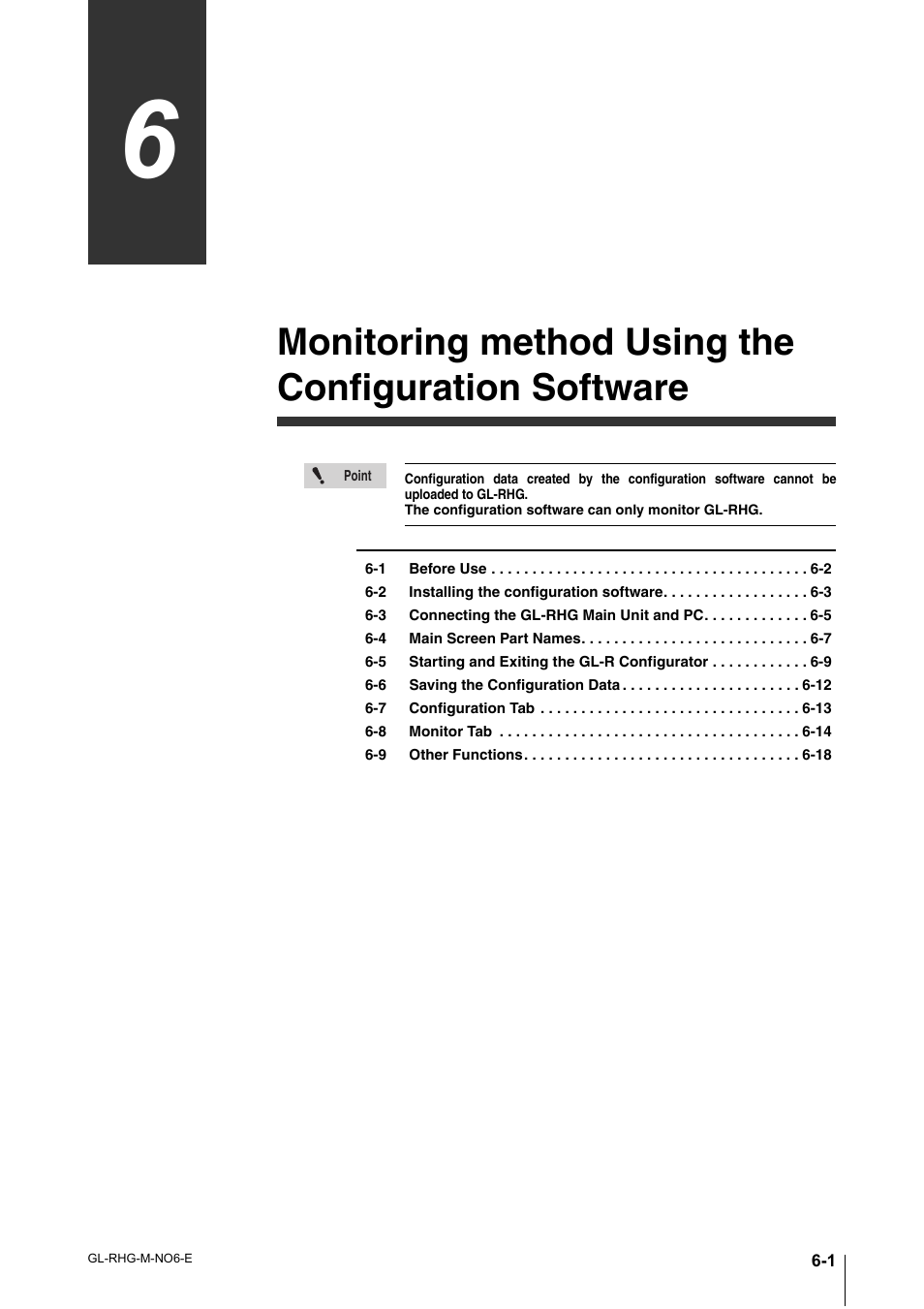 Chapter 6, Monitoring method using the configuration software | KEYENCE GL-RHG Series User Manual | Page 89 / 136