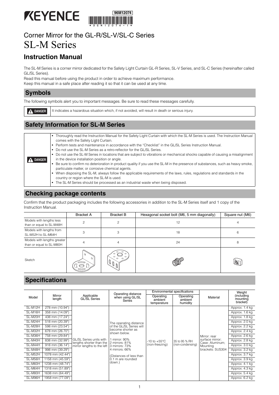 KEYENCE SL-M Series User Manual | 8 pages