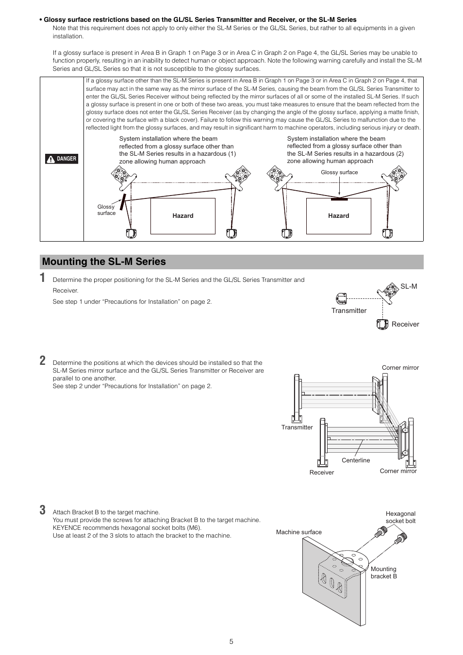 Mounting the sl-m series | KEYENCE SL-M Series User Manual | Page 5 / 8