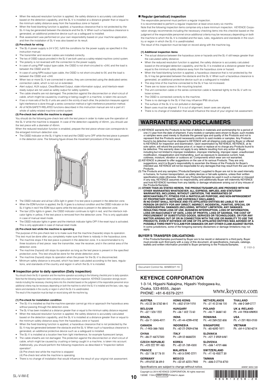 Warranties and disclaimers, Sl-v-im-e | KEYENCE SL-V Series User Manual | Page 10 / 10