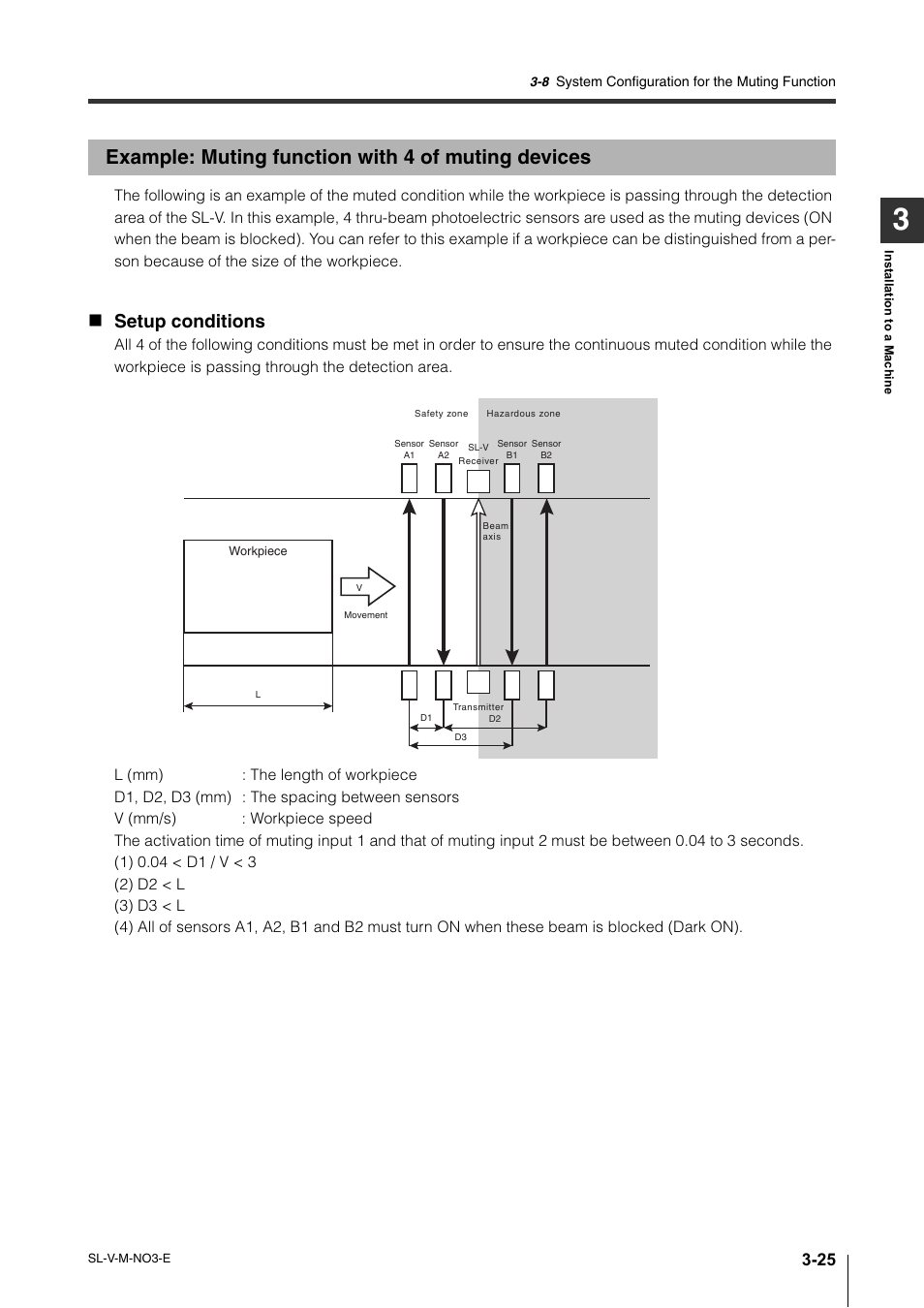 Example: muting function with 4 of muting devices, Setup conditions | KEYENCE SL-V Series User Manual | Page 101 / 168