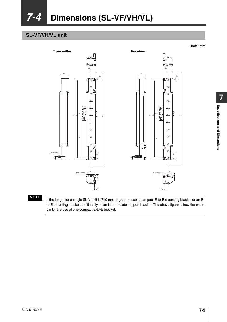 4 dimensions (sl-vf/vh/vl), Sl-vf/vh/vl unit, Dimensions (sl-vf/vh/vl) -9 | Sl-vf/vh/vl unit -9, See "dimensions, Dimensions (sl-vf/vh/vl) | KEYENCE SL-V Series User Manual | Page 137 / 168