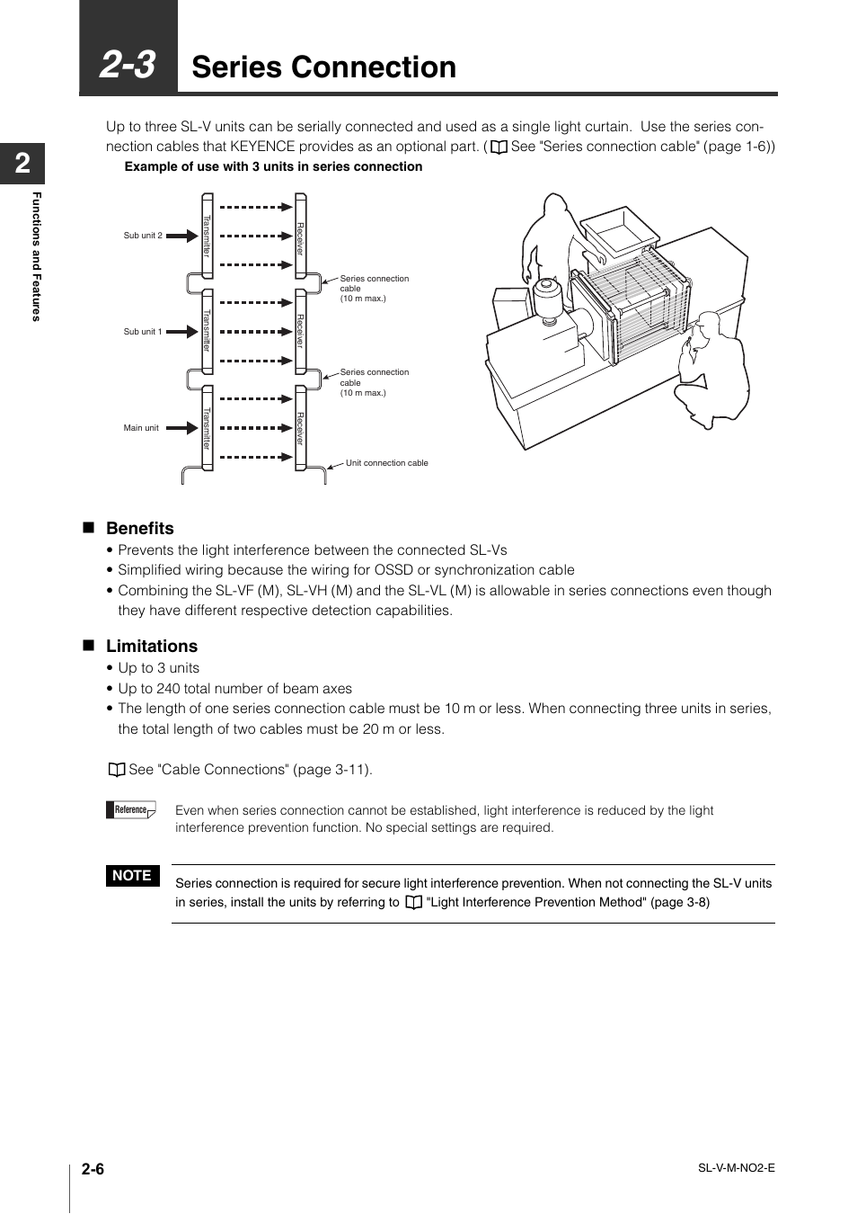 3 series connection, Series connection -6, Series connection | Benefits, Limitations | KEYENCE SL-V Series User Manual | Page 30 / 168