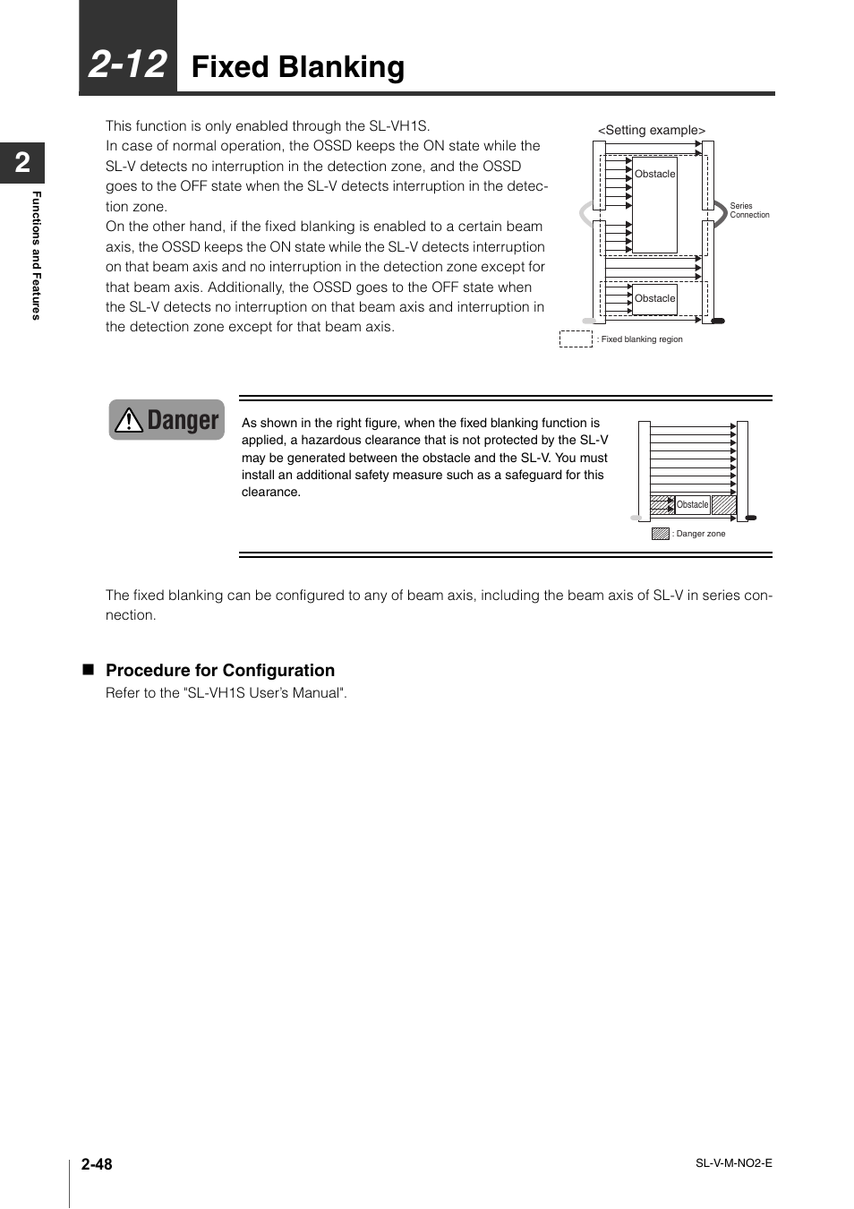 12 fixed blanking, 12 fixed blanking -48, Fixed blanking -48 | Fixed blanking, Danger | KEYENCE SL-V Series User Manual | Page 72 / 168