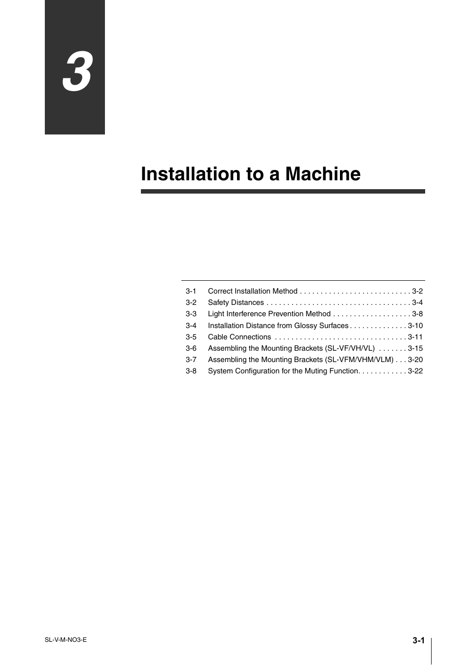 Chapter 3 installation to a machine, Chapter 3, Installation to a machine | KEYENCE SL-V Series User Manual | Page 77 / 168