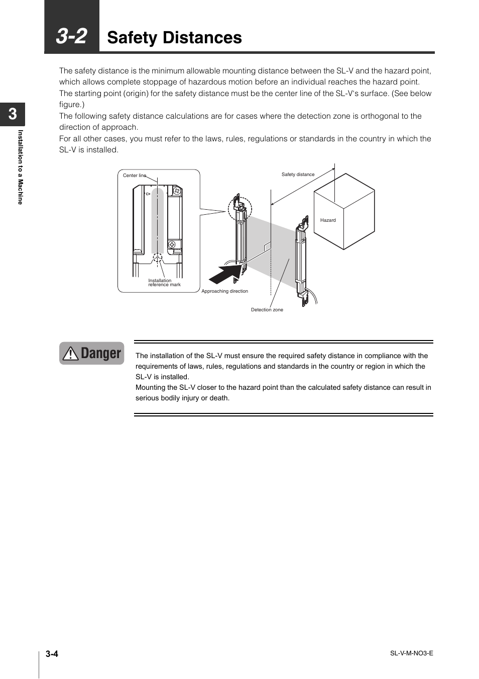 2 safety distances, Safety distances -4, Safety distances | Danger | KEYENCE SL-V Series User Manual | Page 80 / 168