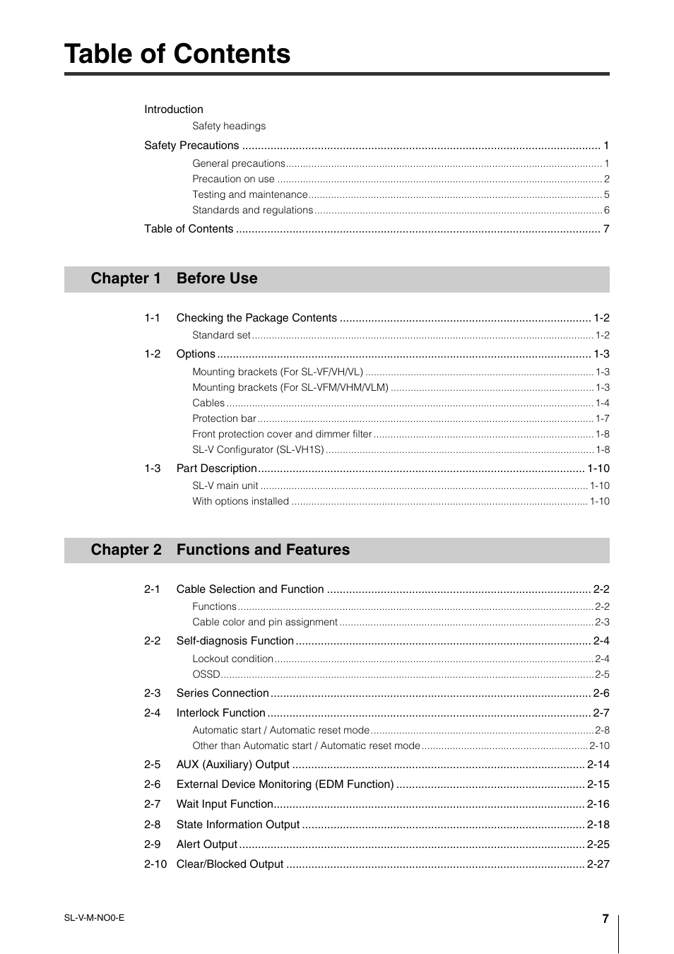 KEYENCE SL-V Series User Manual | Page 9 / 168