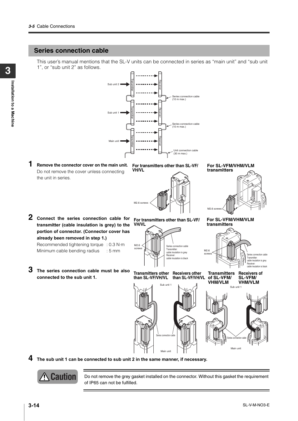 Series connection cable, Series connection cable -14, Caution | KEYENCE SL-V Series User Manual | Page 90 / 168