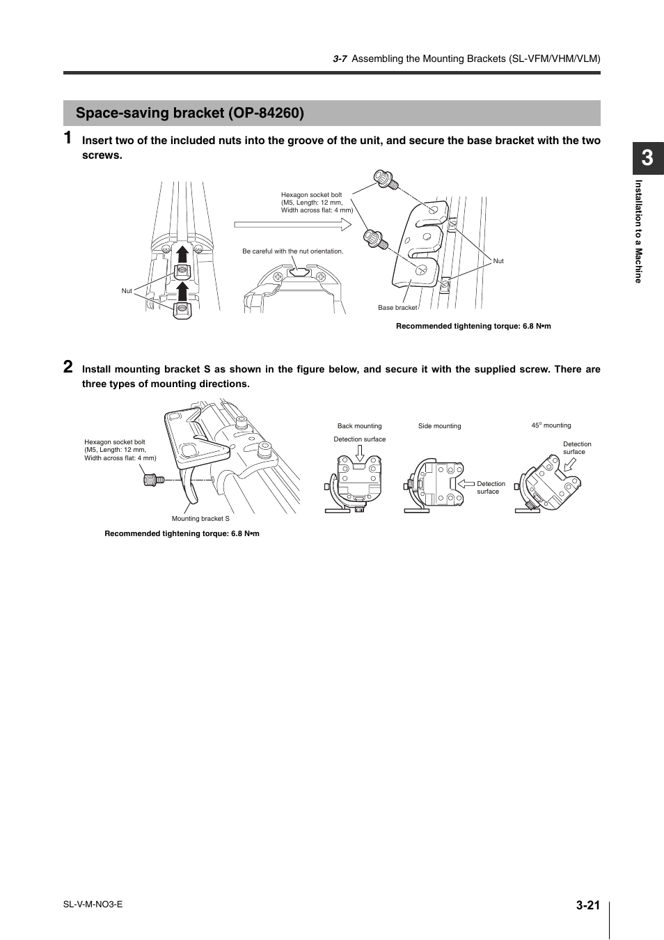 Space-saving bracket (op-84260), Space-saving bracket (op-84260) -21 | KEYENCE SL-V Series User Manual | Page 97 / 168
